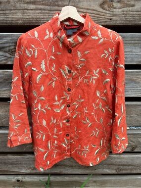 Nina McLemore Linen Embroidered Jacket - 8